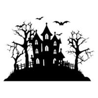 A Scary Haunted House Silhouette Vector isolated on a white background