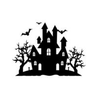 A Scary Haunted House Silhouette Vector isolated on a white background