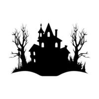 A Scary Haunted House Silhouette Vector isolated on a white background