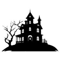 A Scary Haunted House Silhouette Vector isolated on a white background