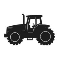 A tractor Vector black clipart isolated on a white background, A farm Tractor Silhouette