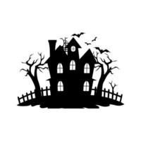 A Scary Haunted House Silhouette Vector isolated on a white background