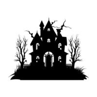 A Scary Haunted House Silhouette Vector isolated on a white background