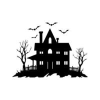 A Scary Haunted House Silhouette Vector isolated on a white background