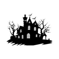 A Scary Haunted House Silhouette Vector isolated on a white background