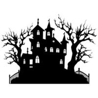 A Scary Haunted House Silhouette Vector isolated on a white background