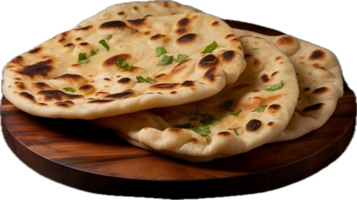 AI generated indian naan bread with garlic and butter png