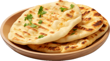 AI generated indian naan bread with garlic and butter png