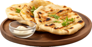 AI generated indian naan bread with garlic and butter png