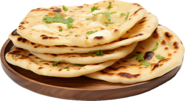 AI generated indian naan bread with garlic and butter png