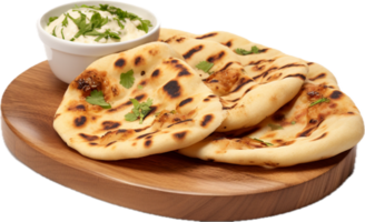 AI generated indian naan bread with garlic and butter png