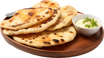 AI generated indian naan bread with garlic and butter png