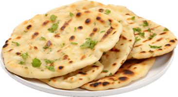 AI generated indian naan bread with garlic and butter png