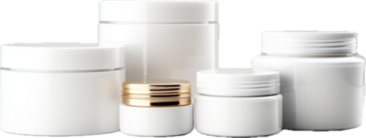 AI generated unbranded cosmetic cream jars and tubes png