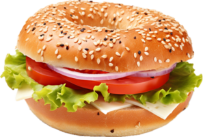 AI generated fresh bagel sandwich png