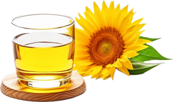 AI generated sunflower oil in glass png