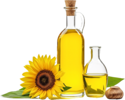 AI generated sunflower oil in glass png