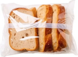 ai gerado fatiado pão dentro plástico saco png