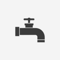 Water tap icon vector. faucet, water supply, bath symbol sign vector
