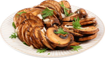 AI generated roasted sliced mushrooms png