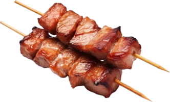 AI generated grilled pork meat on a stick png