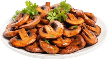 AI generated roasted sliced mushrooms png