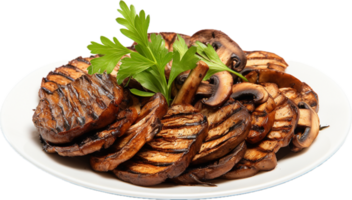 AI generated roasted sliced mushrooms png