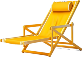 AI generated yellow wooden beach sunbed png