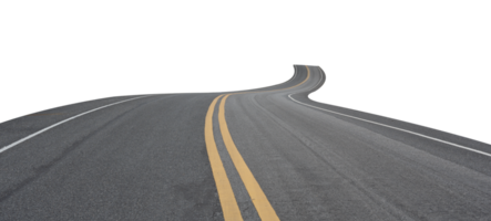 Empty asphalt road isolated on transparent background, PNG File