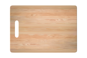 Handmade wood cutting board isolated on transparent background. PNG File