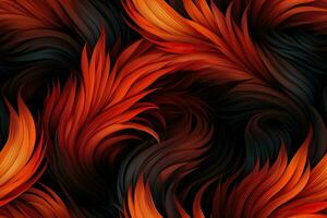 AI generated Colorful feathers, firebird feather pattern. Bright background photo