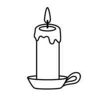 Candle in candlestick doodle silhouette illustration. vector