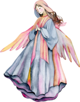 Beautiful angel with wings. Christmas watercolor illustration png