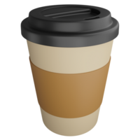 Coffee paper cup clipart flat design icon isolated on transparent background, 3D render food and beverage concept png