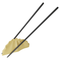 Eating Gyoza using chopsticks clipart flat design icon isolated on transparent background, 3D render food and beverage concept png