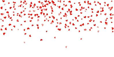 Seamless background with different colored confetti hearts. Random falling confetti. Valentines day background. Vector illustration.