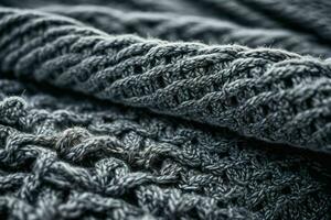 AI generated Close up of Grey Knitted Sweater Texture photo