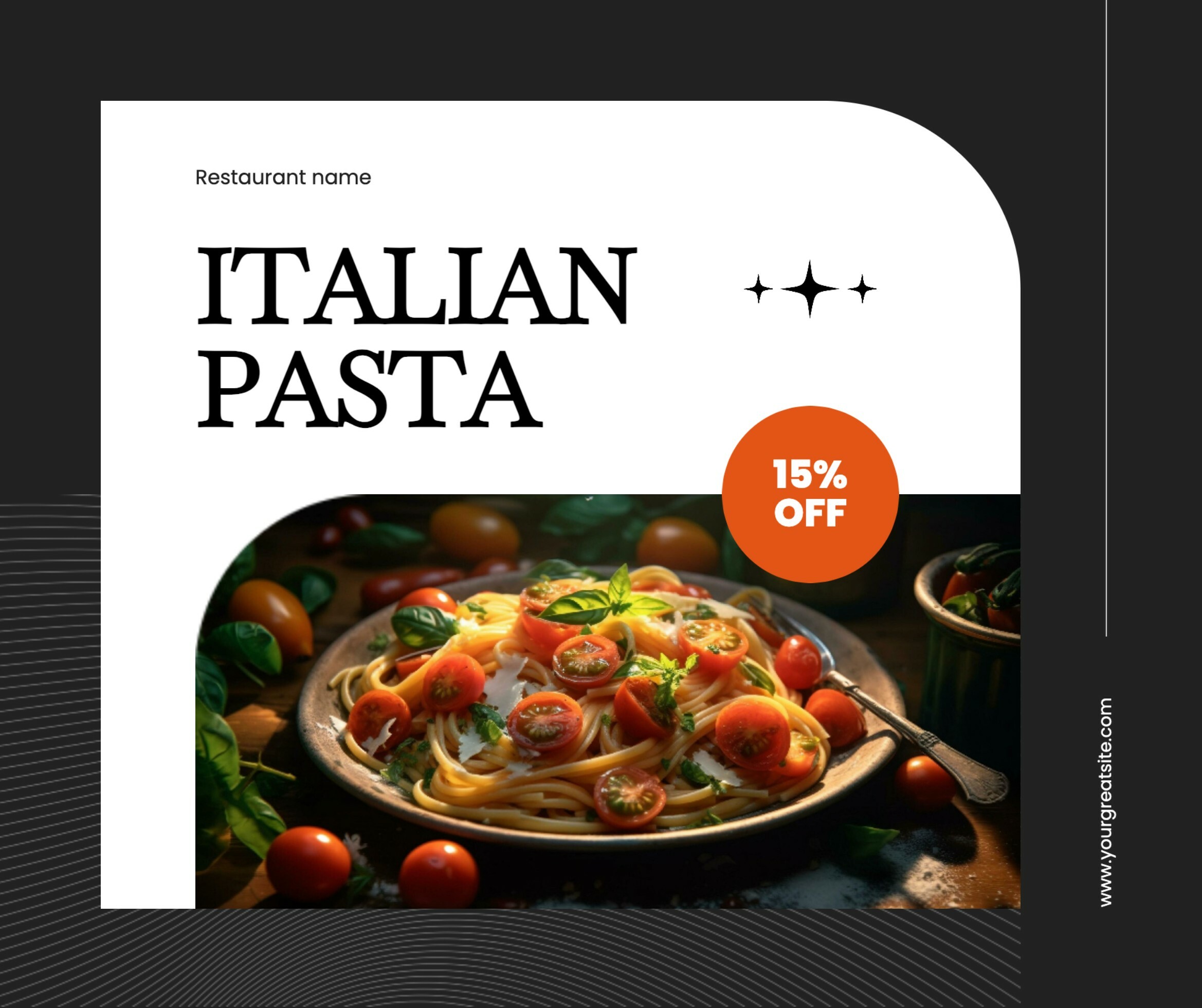 black minimalist pasta promotion facebook post templates