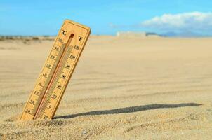 a thermometer in the desert photo