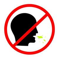 spitting warning sign illustration design icon, No spitting symbol with red prohibited sign template vector