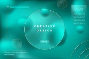 Green Luxury Color Morph Background Gradient with Circle Shape Glass Effect Frame Title Text. Poster, Banner, Presentation, Wallpaper Mobile and Desktop. vector
