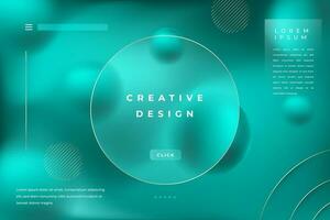 Green Luxury Color Morph Background Gradient with Circle Shape Glass Effect Frame Title Text. Poster, Banner, Presentation, Wallpaper Mobile and Desktop. vector