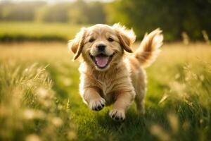 AI generated Golden Retriever Puppy on the grass photo