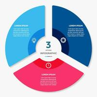 Circle chart infographic template with 3 options  for presentations, advertising, layouts, annual reports vector