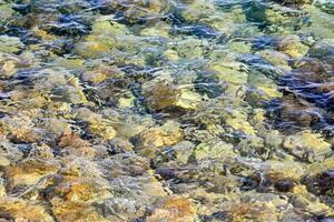 el agua es claro y azul con rocas foto