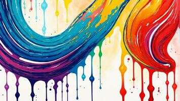 AI generated Colorful Gouache Liquid Paint Flowing on Canvas Wallpaper photo