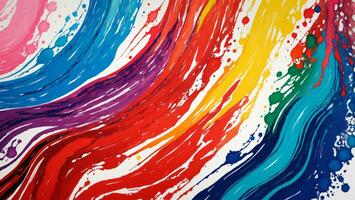 AI generated Colorful Gouache Liquid Paint Flowing on Canvas Wallpaper photo