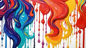 AI generated Colorful Gouache Liquid Paint Flowing on Canvas Wallpaper photo