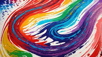 AI generated Colorful Gouache Liquid Paint Flowing on Canvas Wallpaper photo