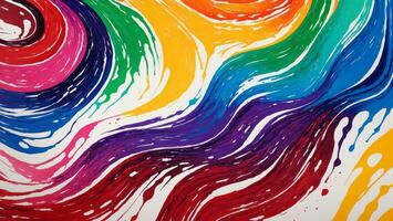 AI generated Colorful Gouache Liquid Paint Flowing on Canvas Wallpaper photo